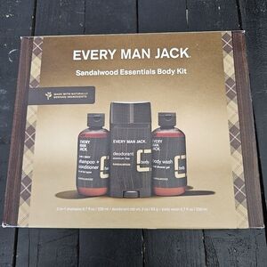 Every Man Jack NWT Sandalwood Essentials Body Kit Men's Gift Set Shampoo